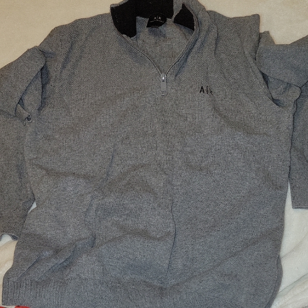 Armani Exchange Gray Zip Up Sweater